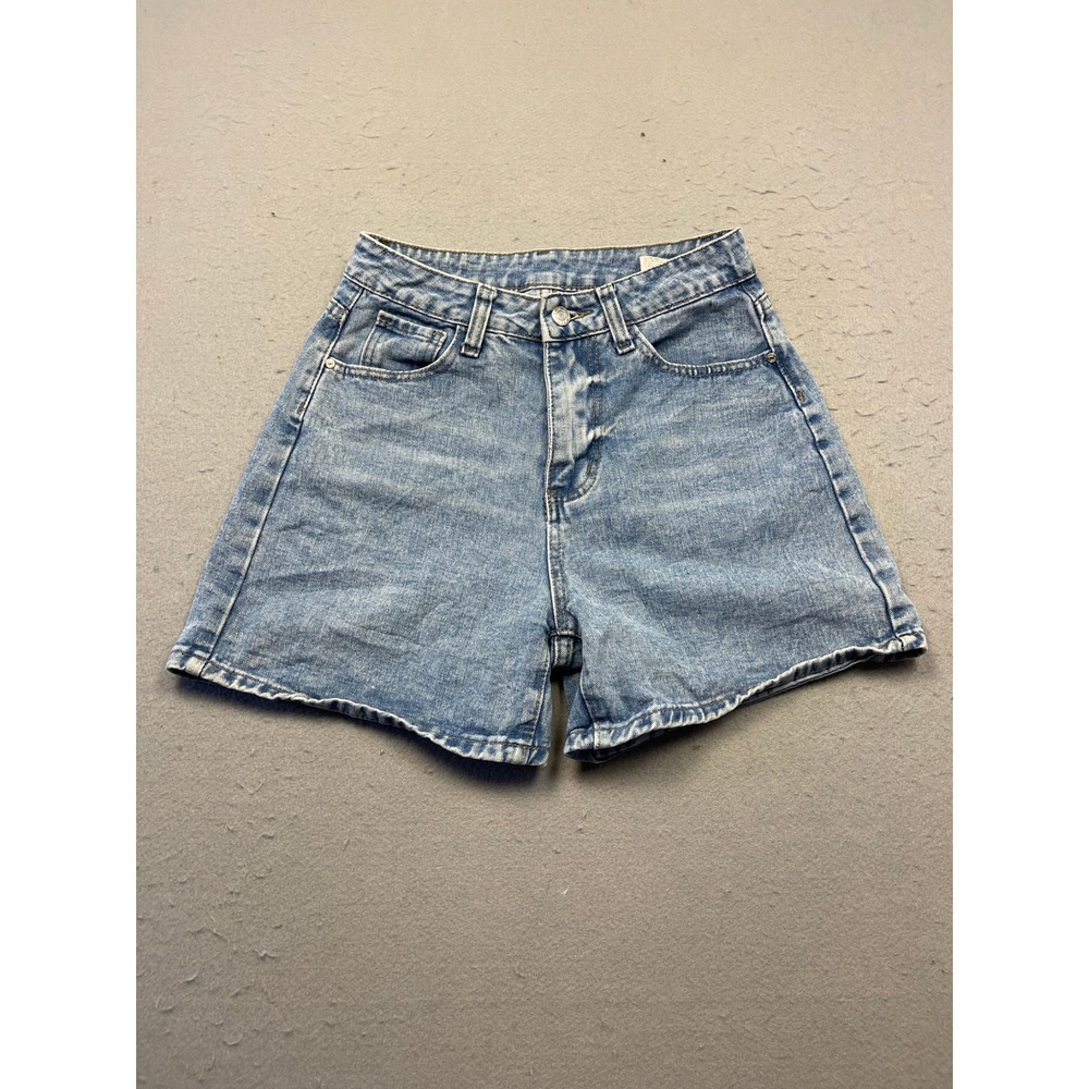 SHEIN Denim Shorts Cotton Polyester Viscose Light Wash Blue W27 Womens